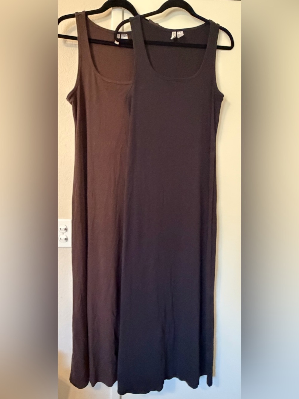H&M L Simple Sleeveless Maxi Dresses Black in Brown